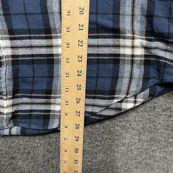 Ely Cattleman Flannel Pearl Snap Shirt Men's 2XL XXL Blue Plaid Long Sleeve - Picture 6 of 6